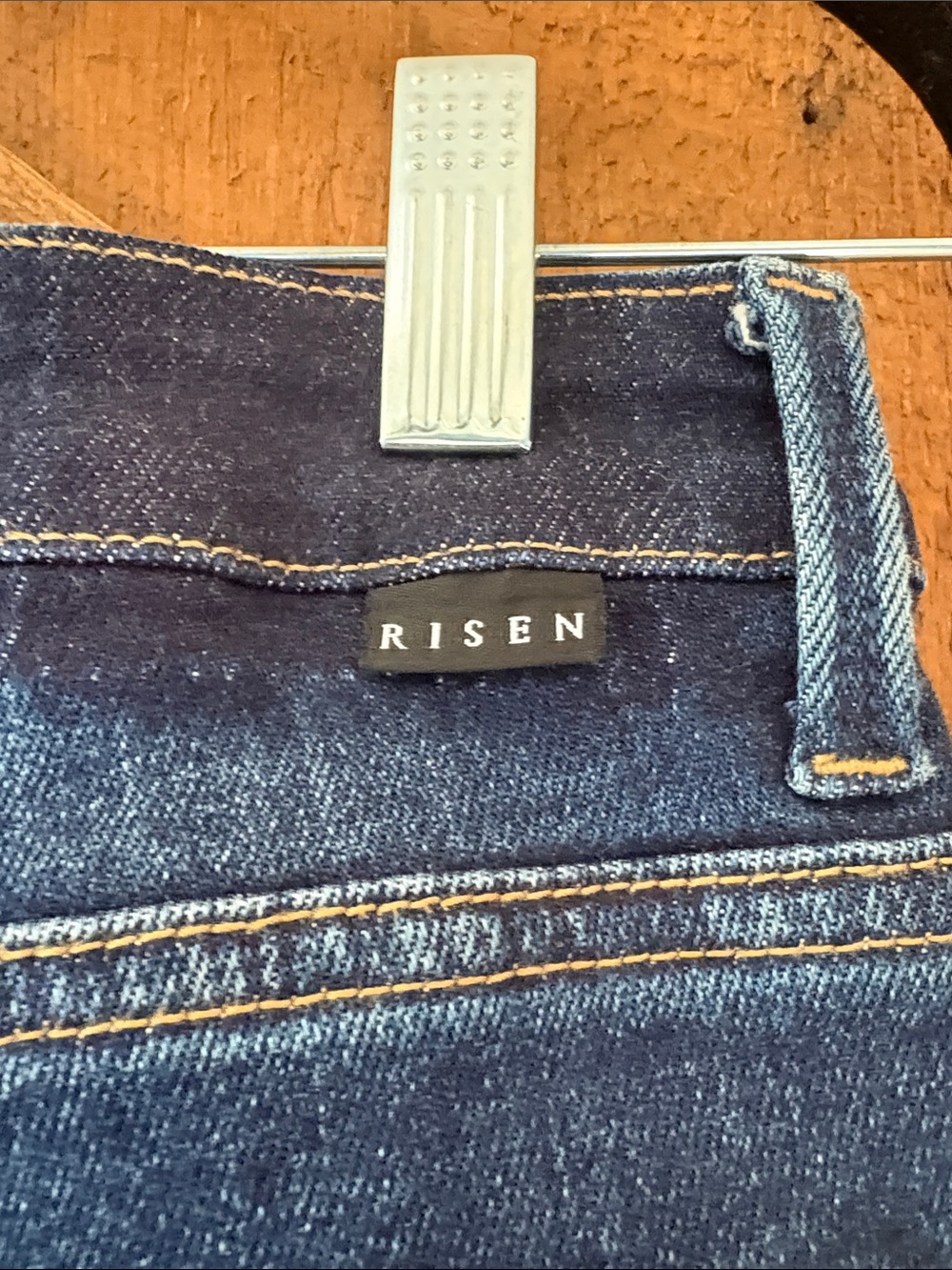 Risen Jeans Size 5/27 Dark Wash High Rise Crossover Straight Leg Jeans RDP5334 - Picture 6 of 9